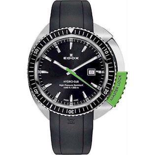 Edox Hydro-Sub sølv farvet stål med stål sort dreje krans Swiss Quartz Herre ur, model 53200-3NVCA-NIN